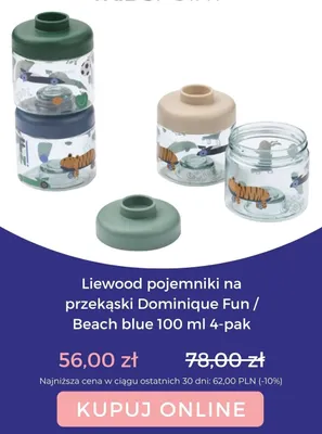 Pojemniki na przekąski Liewood Dominique Fun Beach blue 100 ml 4-pak promocja w 4kidspoint
