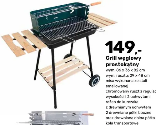 Grill węglowy prostokątny promocja w Bricomarche
