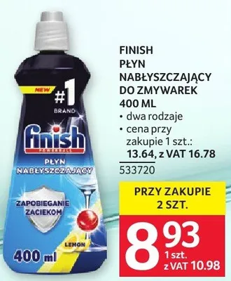 Płyn nabłyszczający do zmywarek Finish 400 ml dwa rodzaje promocja w Selgros