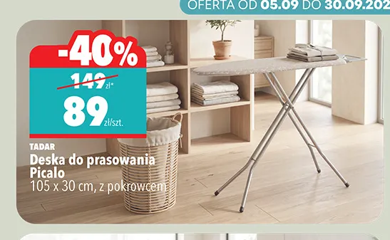 Deska do prasowania Picalo 105x30 cm z pokrowcem Tadar promocja w Biedronka