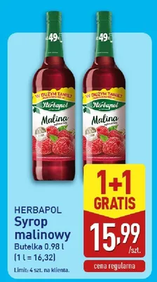 Syrop malinowy 1+1 GRATIS promocja w Aldi