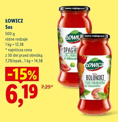 Sos spaghetti Łowicz promocja w Lidl