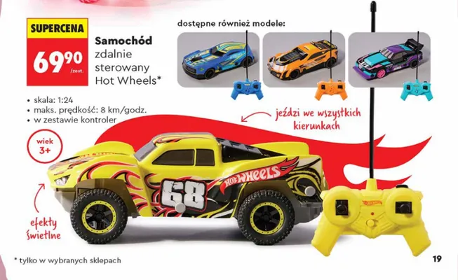 Samochód zdalnie sterowany Hot Wheels skala 1:24 z kontrolerem promocja w Biedronka