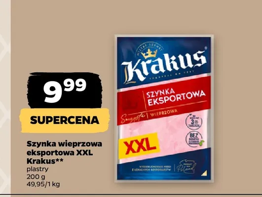 Szynka wieprzowa eksportowa XXL Krakus promocja w Netto