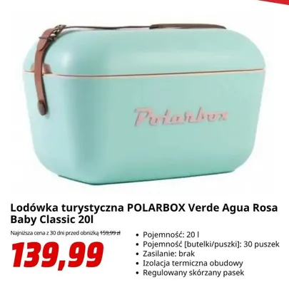 Lodówka turystyczna POLARBOX Verde Agua Rosa Baby Classic 20 l promocja w Media Markt