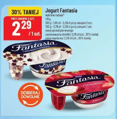 Jogurt Fantasia z gwiazdkami w czekoladzie promocja w POLOmarket