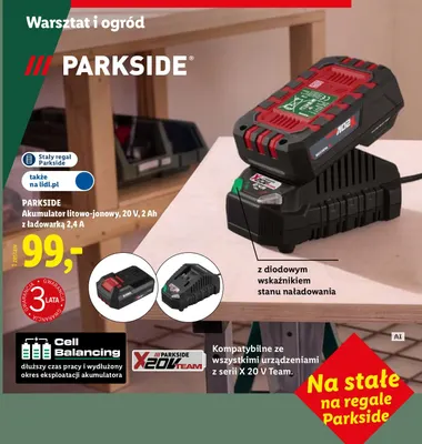 Akumulator litowo-jonowy 20V 2Ah z ładowarką 2,4A Parkside promocja w Lidl