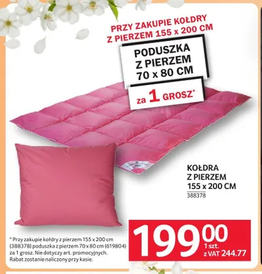 Kołdra z pierzem 155x200cm promocja w Selgros