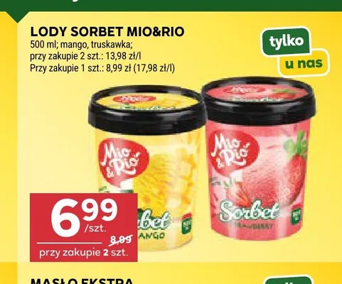 Lody sorbet truskawkowy Mio&Rio promocja w Stokrotka