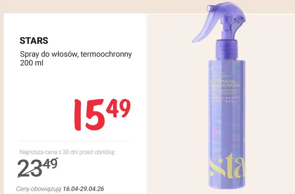 Spray do włosów Stars termoochronny promocja w Rossmann