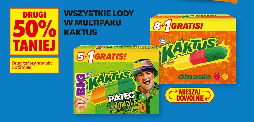 Wszystkie lody w multipaku Kaktus DRUGIE -50% promocja w Biedronka