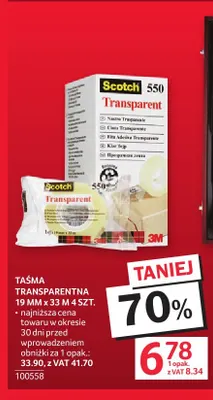 Taśma transparentna 19mmx33 m 4-pak Scotch promocja w Selgros