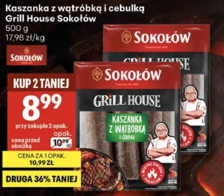 Kaszanka z wątróbką i cebulką Grill House Sokołów promocja w Delikatesy Centrum