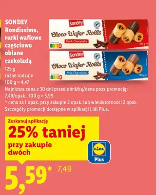 Rondissimo, rurki waflowe częściowo oblane czekoladą promocja w Lidl