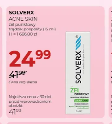 Żel punktowy Solverx Acne Skin promocja w Drogerie Jawa