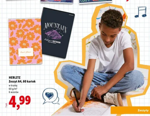 Zeszyt A4 Herlitz 60 kartek w kratkę promocja w Lidl