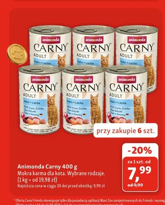 Mokra karma dla kota Animonda Carny Adult Huhn + Lachs promocja w MAXI ZOO