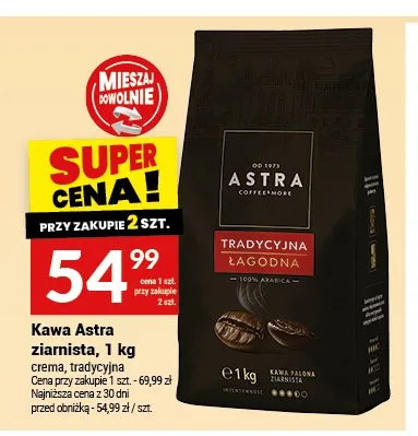 Kawa ziarnista Astra Crema promocja w Twój Market