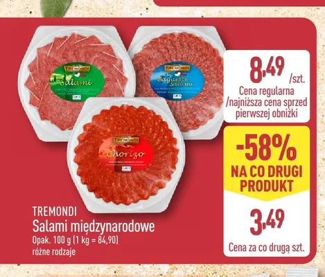 Salami międzynarodowe Tremondi promocja w Aldi