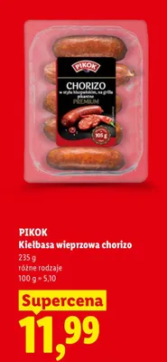 Kiełbasa wieprzowa chorizo Pikok promocja w Lidl