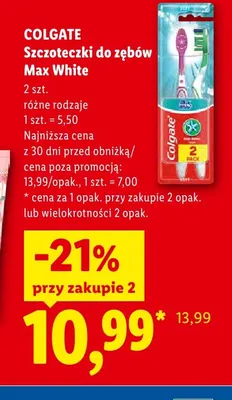 Szczoteczki do zębów Colgate Max White 2-pak promocja w Lidl
