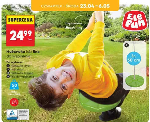 Huśtawka dysk do wspinania promocja w Biedronka