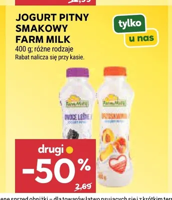Jogurt pitny smakowy Farm Milk promocja w Stokrotka