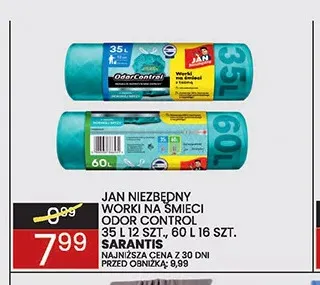 Worki na śmieci Odor Control 60 l Jan Niezbędny promocja w Wafelek