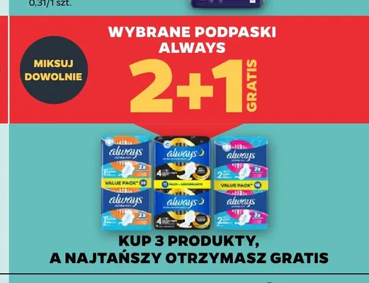 Podpaski Always promocja w Netto