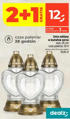 Znicz szklany w kształcie serca Max-Pol promocja w Dealz