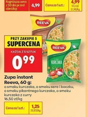 Zupa instant Reeva o smaku kurczaka z curry promocja w Biedronka