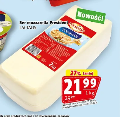 Ser mozzarella President promocja w Prim Market