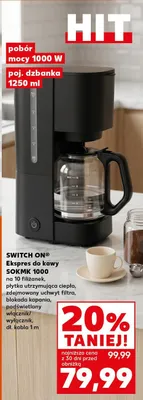 Ekspres do kawy SOKMK 1000 SWITCH ON pobór mocy 1000W poj. dzbanka 1250ml promocja w Kaufland