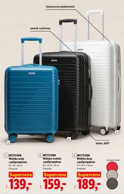 Walizka mała z polipropylenu Wittchen 55x20x38 cm promocja w Lidl