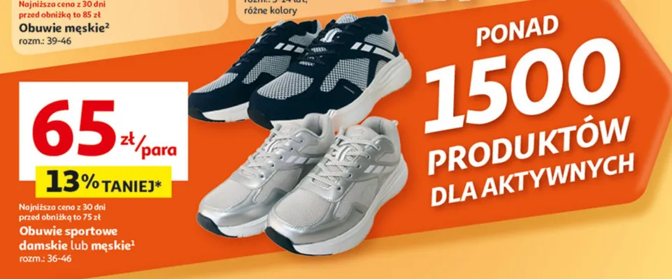 Obuwie sportowe damskie lub męskie promocja w Auchan