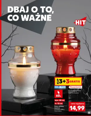 Znicz szklany Amfora promocja w Kaufland