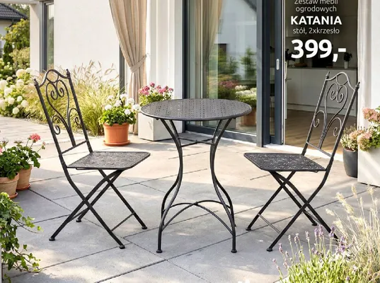 Zestaw mebli ogrodowych stół, 2xkrzesło promocja w Black Red White