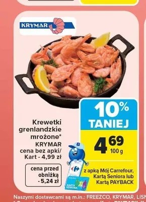Krewetki grenlandzkie mrożone Krymar promocja w Carrefour