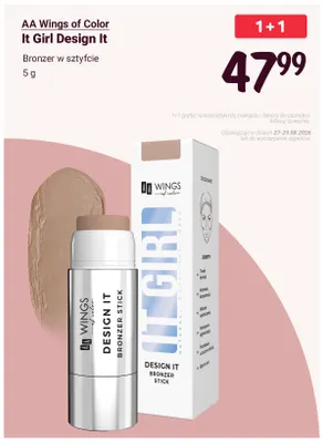 Bronzer w sztyfcie AA Wings of Color It Girl Design promocja w Rossmann