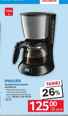 Ekspres przelewowy Philips promocja w Selgros