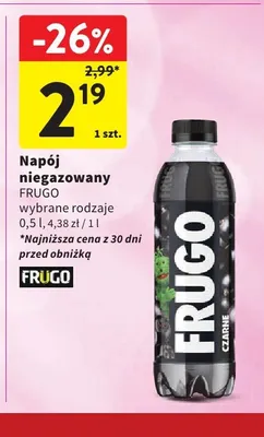 Napój niegazowany Frugo Czarne promocja w Intermarche