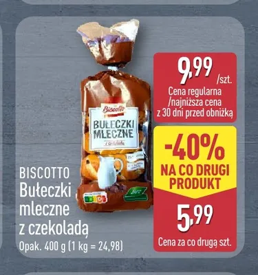 Bułeczki mleczne z czekoladą Biscotto promocja w Aldi