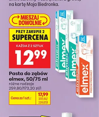 Pasta do zębów elmex Przeciw Próchnicy 50/75ml promocja w Biedronka