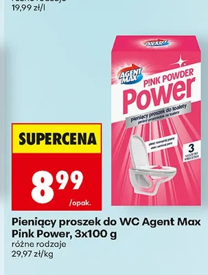 Pieniący proszek do WC Agent Max Pink Power 3-pak promocja w Biedronka