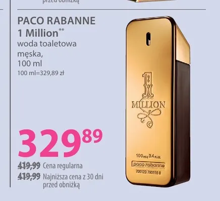 Woda toaletowa męska 1 Million Paco Rabanne promocja w Hebe