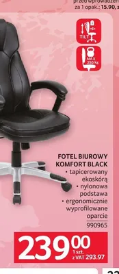 Fotel biurowy Komfort Black promocja w Selgros
