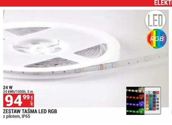 Zestaw taśma LED RGB z pilotem IP65 promocja w Merkury Market