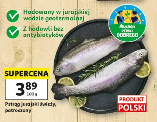 Pstrąg jurajski świeży patroszony promocja w Auchan