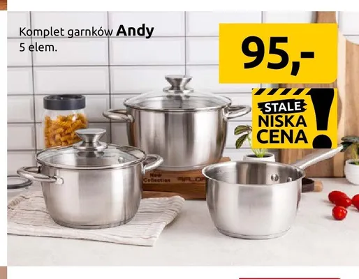 Komplet garnków Andy 5-elementowy promocja w Black Red White