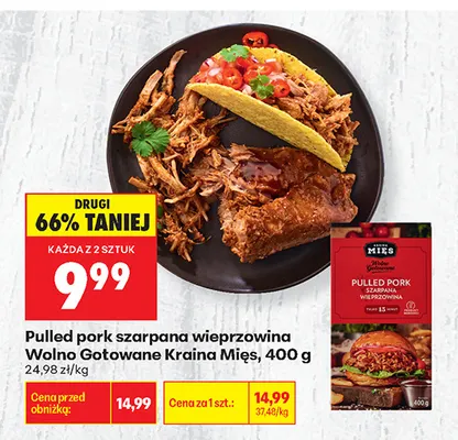 Pulled pork szarpana wieprzowina Wolno Gotowane Kraina Mięs promocja w Biedronka